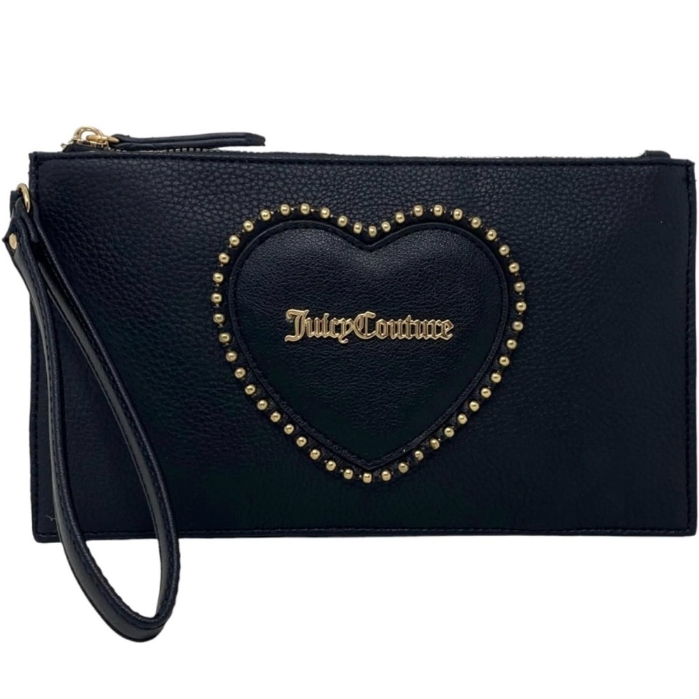 Juicy Couture Golden‎ Heart Black Wristlet Liquorice Love Never Dies Wristlet
